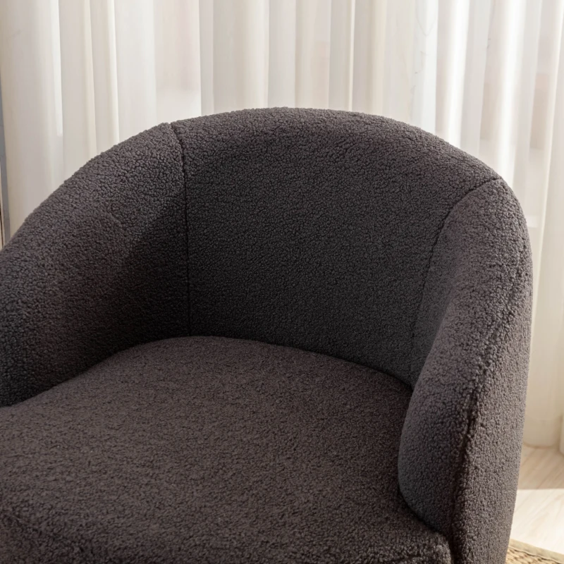 Teddy Fabric Ergonomic Chair with Comfy Backrest, Executive Home Office Chair with 360° Swivel, 64x64x71 cm, Dark Gray