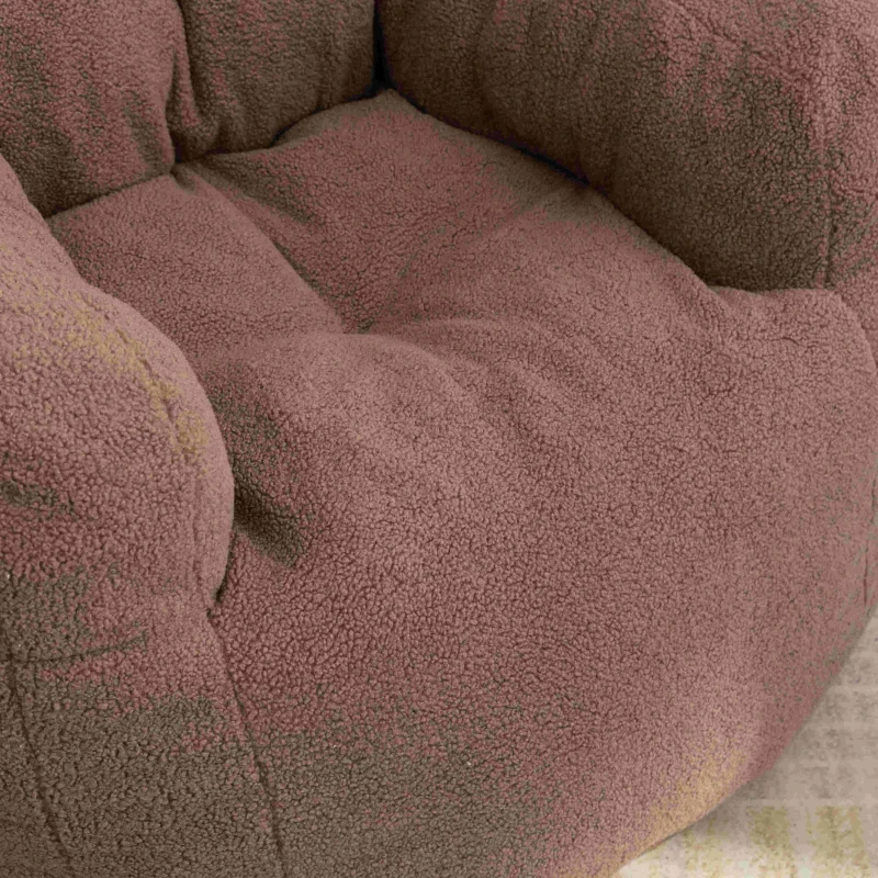 Teddy Fabric Recliner Sofa with Soft Tufted Foam, No Assembly Required, Kids Chair for Bedroom, Study, Living Room, 100x94x70 cm, Brown