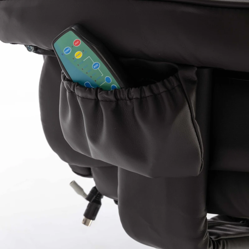 PU Leather Massage Chair with Ottoman Stool, Metal Frame, Ergonomic Design Backrest, Adjustable Swivel Base, 79x79x106 cm, Brown