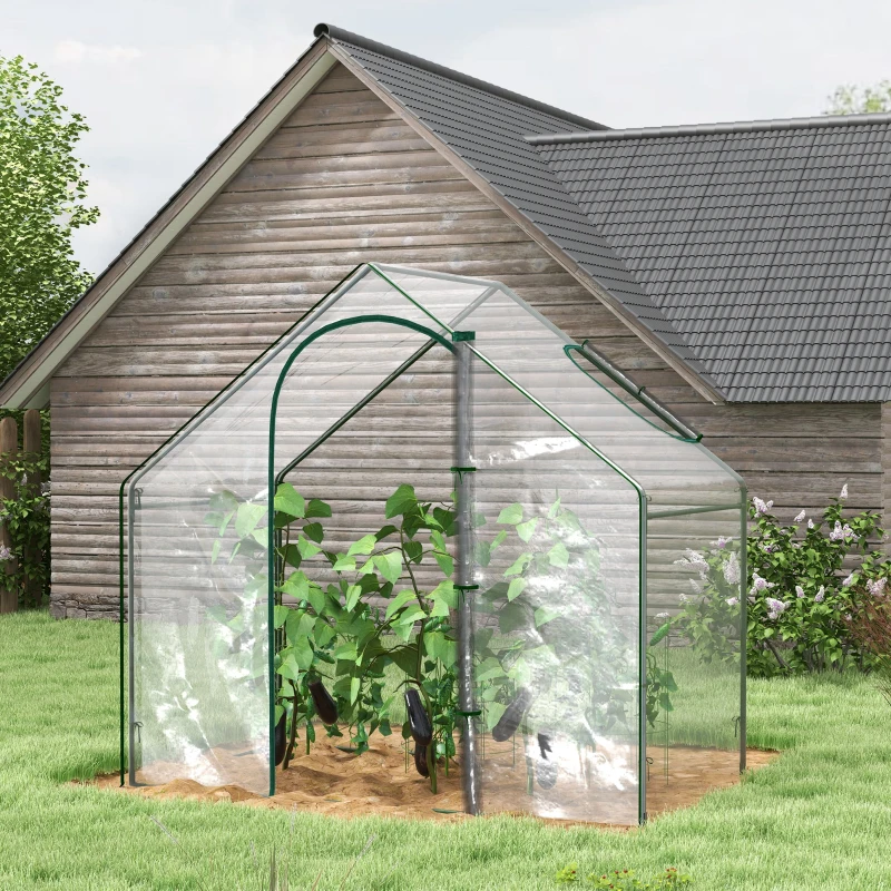 Outsunny Invernadero de Jardín 180x100x168 cm para Cultivo de Plantas Vivero Tipo Caseta Marco Acero y PVC Transparente