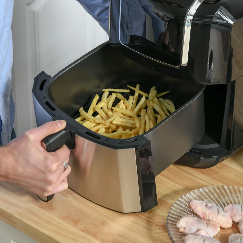 HOMCOM Friteuse sans huile à air chaud, Air Fryer, 1700W 6,5L avec affichage numérique, 8 Programmes, température réglable