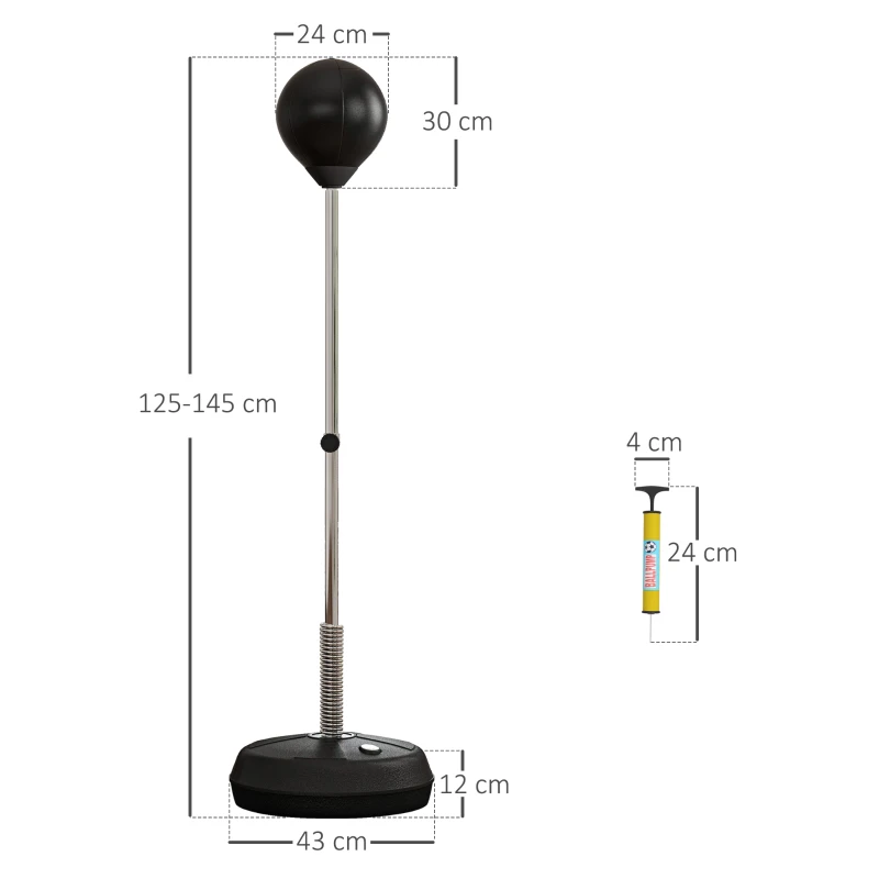 HOMCOM Zestaw Bokserski dla Młodzieży, Regulowany, z Rękawicami i Pompką, Czarny