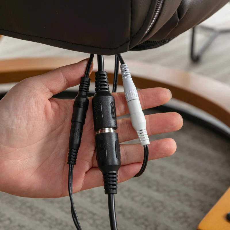 PU Leather Electric Recliner Armchair with 5 Point Massage, Ottoman Footstool, Bentwood Base, 85x67x103 cm, Brown