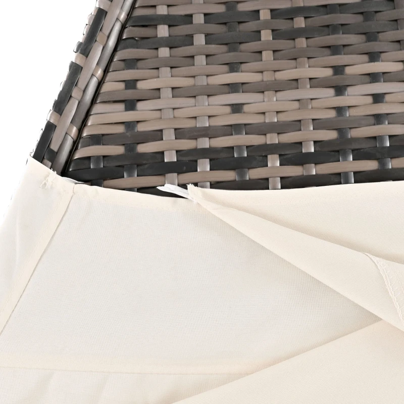 Gartenlounge-Set, Rattanzelt, geeignet für 2-4 Personen, inklusive graues Rattan, beiger Türvorhang, Sitzkissen mit Reißverschluss, Beige