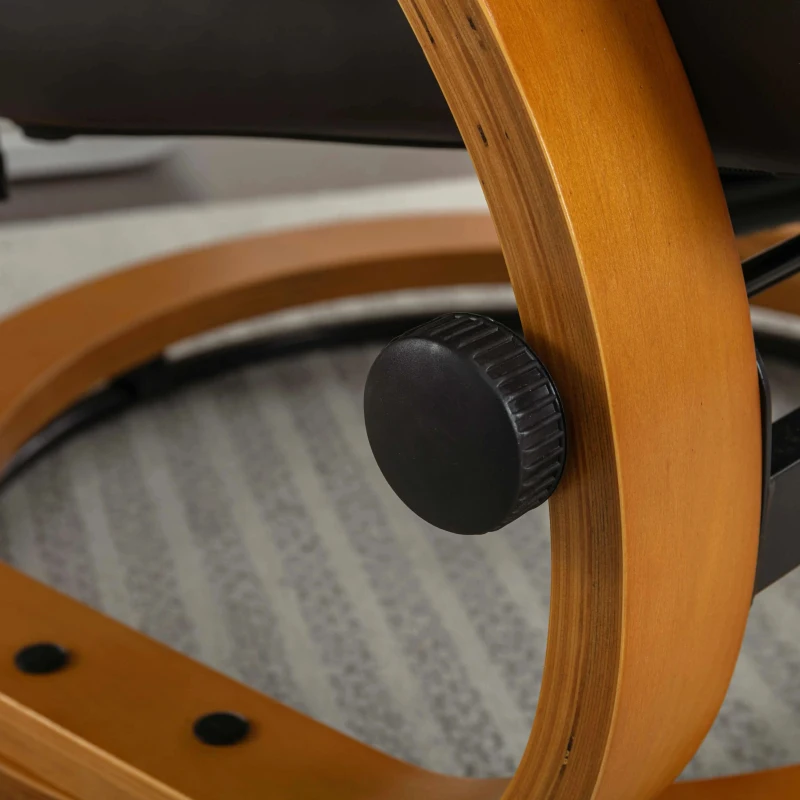 PU Leather Electric Recliner Armchair with 5 Point Massage, Ottoman Footstool, Bentwood Base, 85x67x103 cm, Brown