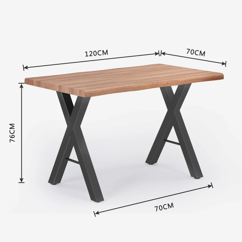 Esstisch, natürliche Haptik, moderne X-A förmige Beine, 120x70x76cm, Natürlich
