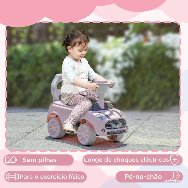 AIYAPLAY Carro Andador para Bebés de 18-36 Meses Carro Andador com Volante Buzina e Sistema Anti-Tombo  53x25x35 cm Rosa