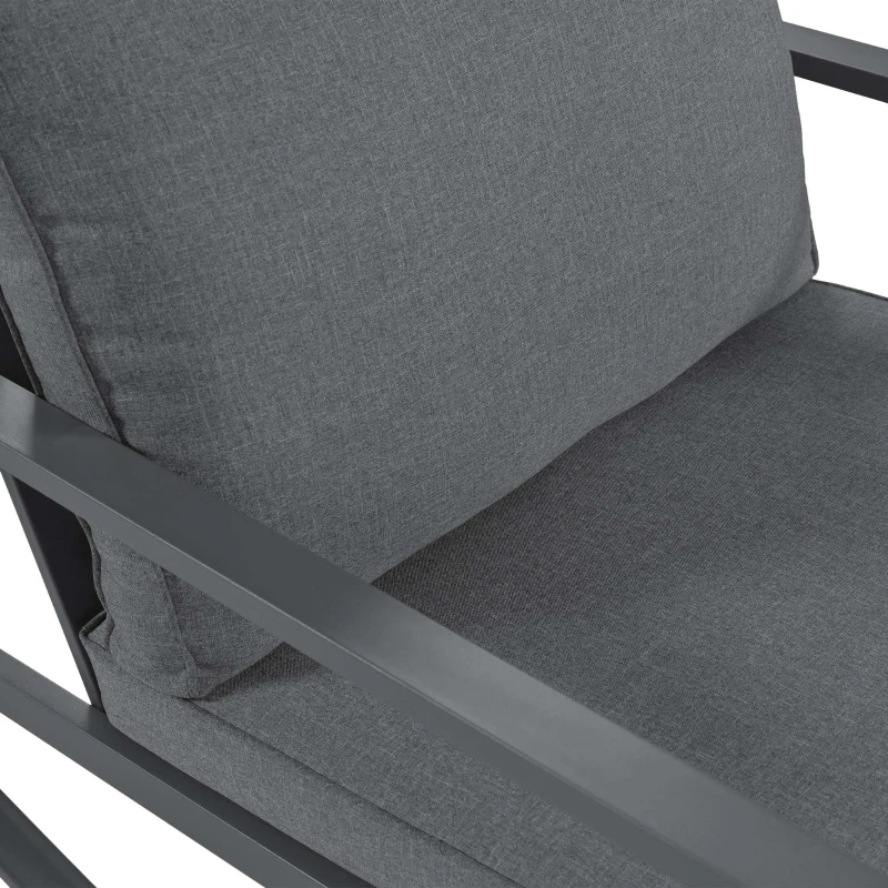 Set da giardino 3 pezzi con 2 sedie a dondolo e tavolino in vetro temperato, design ergonomico, Grigio