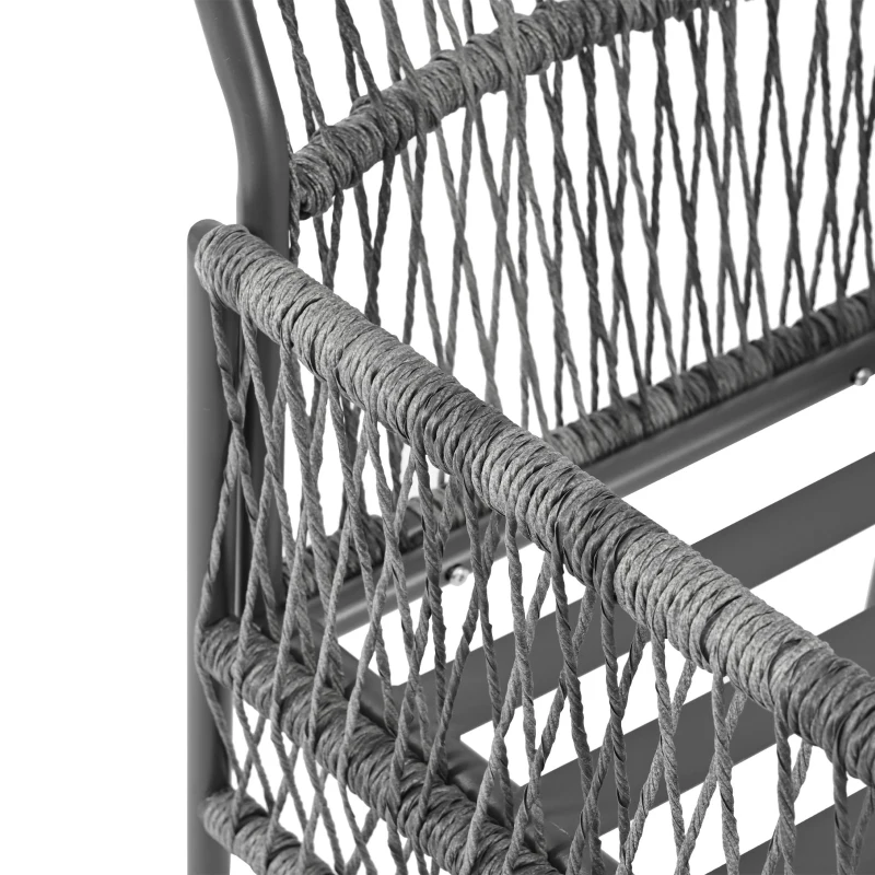 Set Tavolo e Sedie da Giardino in PE-Rattan e Ferro Zincato, 5 Pezzi: 4 Sedie con Cuscini Inclusi e 1 Tavolo , Tavolo con Piano in WPC, Grigio