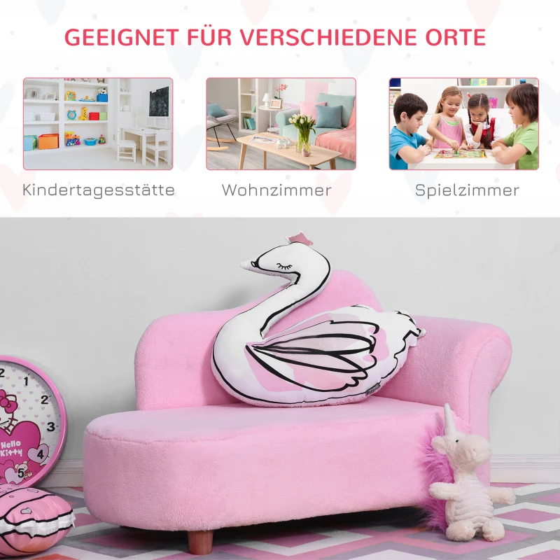 HOMCOM kinderbank mini kinderfauteuil babyfauteuil sofa chaise longue roze L80 x B40 x H49 cm