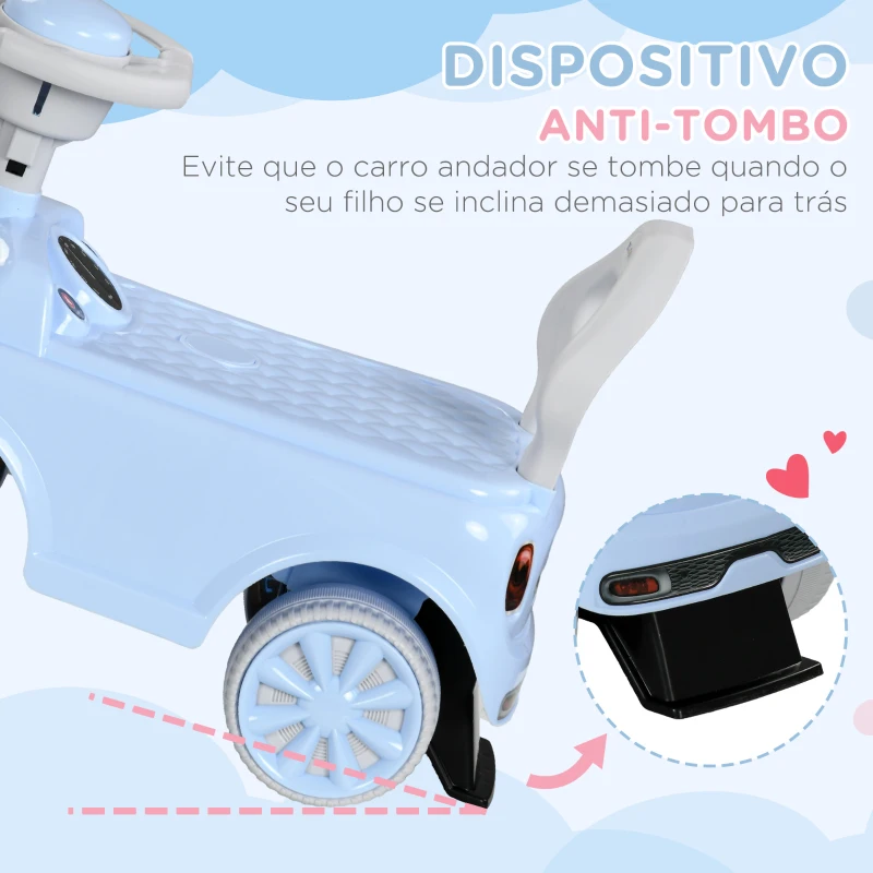 AIYAPLAY Carro Andador para Bebés de 18-36 Meses Carro Andador com Volante Buzina e Sistema Anti-Tombo  53x25x35 cm Azul Claro
