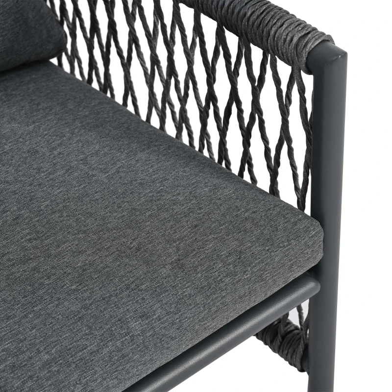 Set Tavolo e Sedie da Giardino in PE-Rattan e Ferro Zincato, 5 Pezzi: 4 Sedie con Cuscini Inclusi e 1 Tavolo , Tavolo con Piano in WPC, Grigio