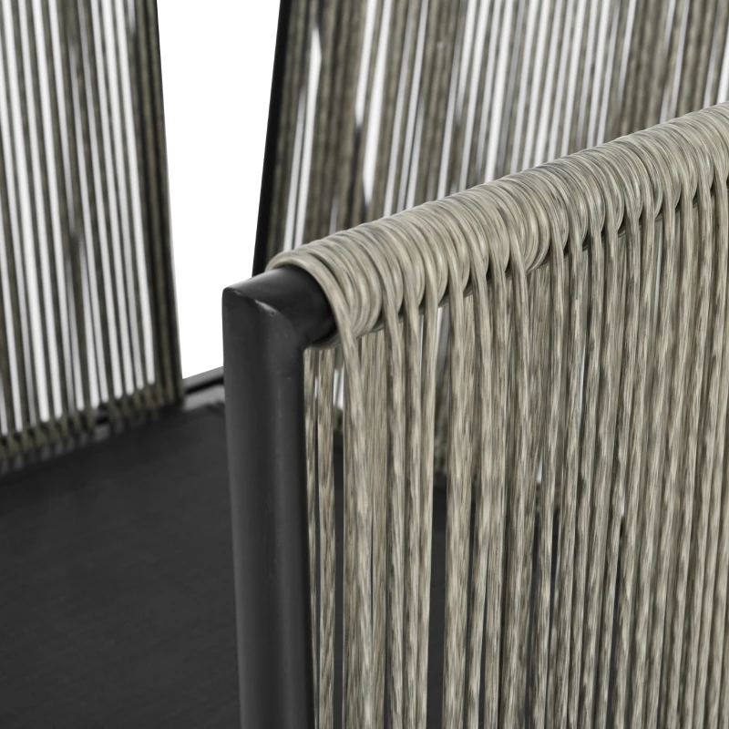 Salon de Jardin Moderne en Rotin PE et Acier Galvanisé, Canapé 2 Places, 2 Fauteuils et une Table avec Plateau en Verre, Coussins Inclus, Gris