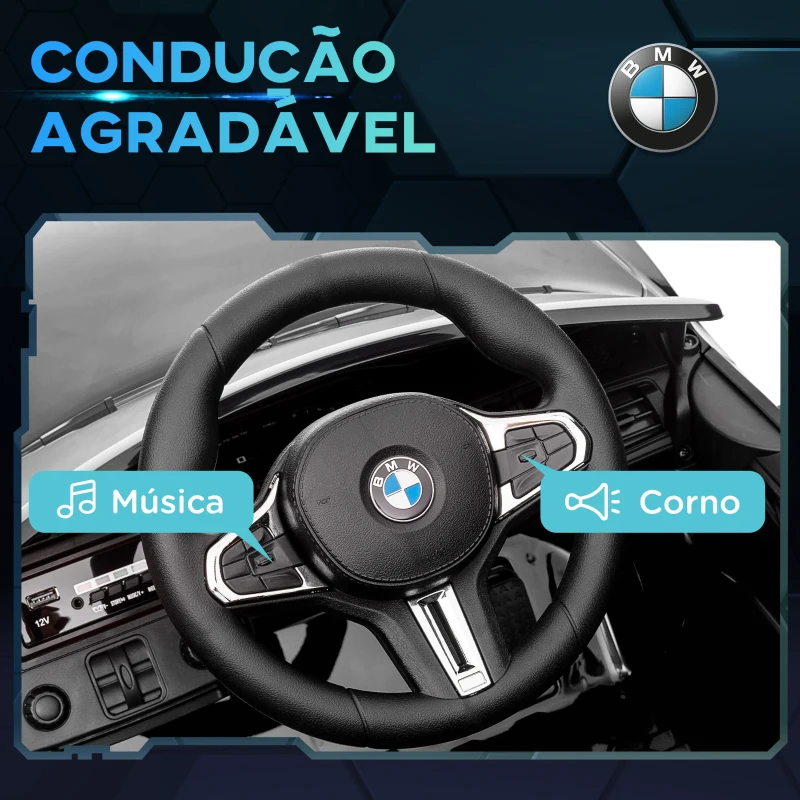 AIYAPLAY Carro Elétrico para Crianças BMW M4 12V com Controlo Remoto Faróis Buzina Música e Velocidade 3-5 km/h 108x69,5x51 cm Preto