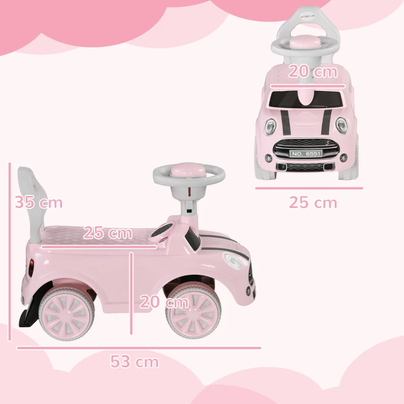 AIYAPLAY Carro Andador para Bebés de 18-36 Meses Carro Andador com Volante Buzina e Sistema Anti-Tombo  53x25x35 cm Rosa