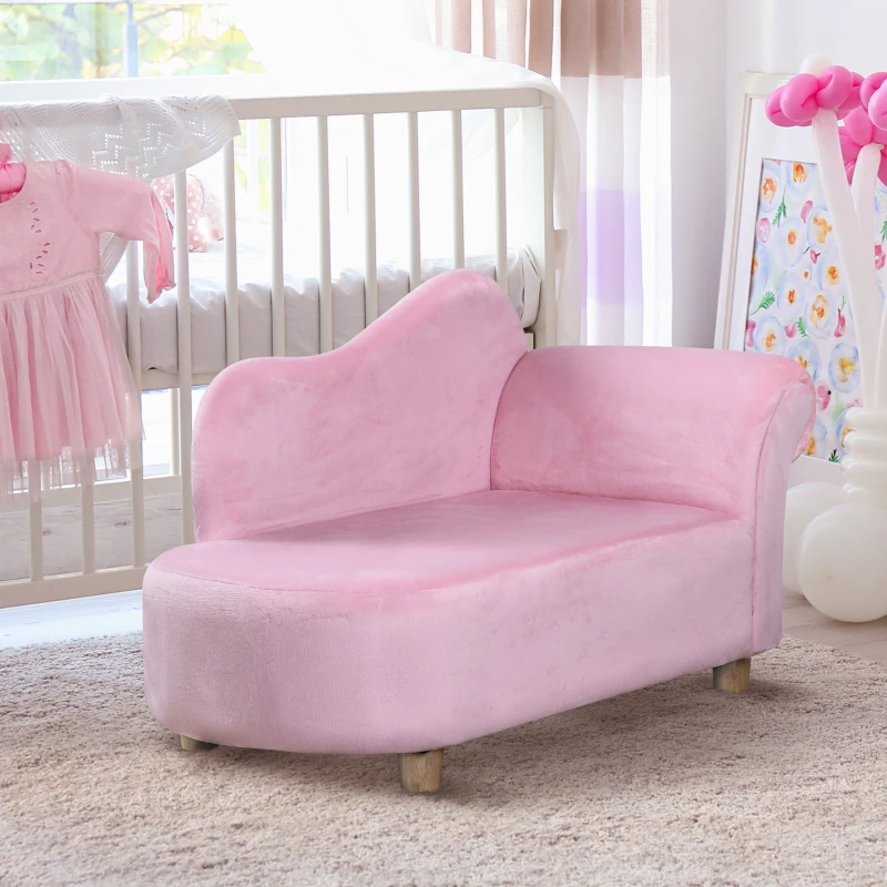 HOMCOM kinderbank mini kinderfauteuil babyfauteuil sofa chaise longue roze L80 x B40 x H49 cm