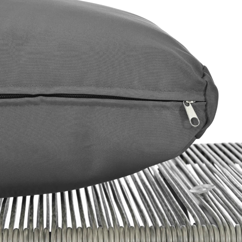 Salon de Jardin Moderne en Rotin PE et Acier Galvanisé, Canapé 2 Places, 2 Fauteuils et une Table avec Plateau en Verre, Coussins Inclus, Gris