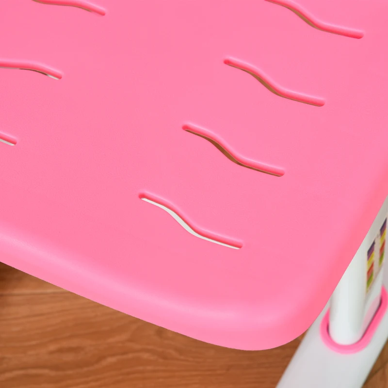 HOMCOM Conjunto de Secretária e Mesa para Crianças acima de 6 Anos com Altura Ajustável Mesa Inclinável e Lâmpada Rosa