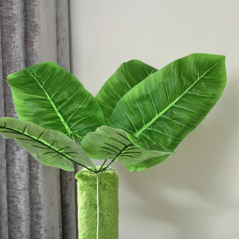 PawHut Arranhador de Gatos Grande de 142 cm com Postes de Sisal Plataformas Rede Folhas e Bola de Brinquedo Ø49x142 cm Verde