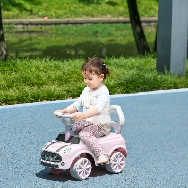 AIYAPLAY Carro Andador para Bebés de 18-36 Meses Carro Andador com Volante Buzina e Sistema Anti-Tombo  53x25x35 cm Rosa