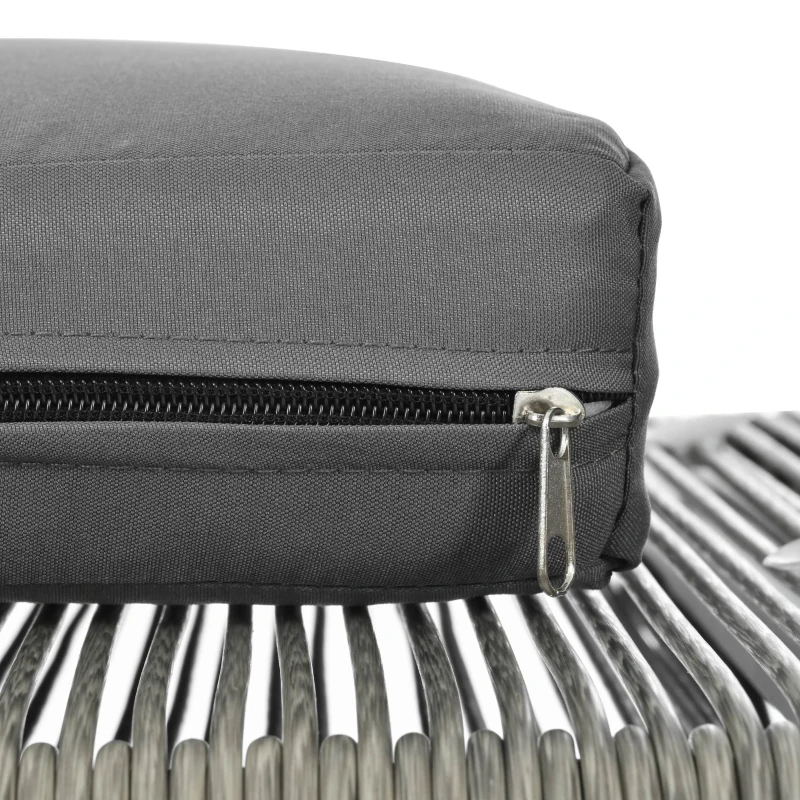 Salon de Jardin Moderne en Rotin PE et Acier Galvanisé, Canapé 2 Places, 2 Fauteuils et une Table avec Plateau en Verre, Coussins Inclus, Gris