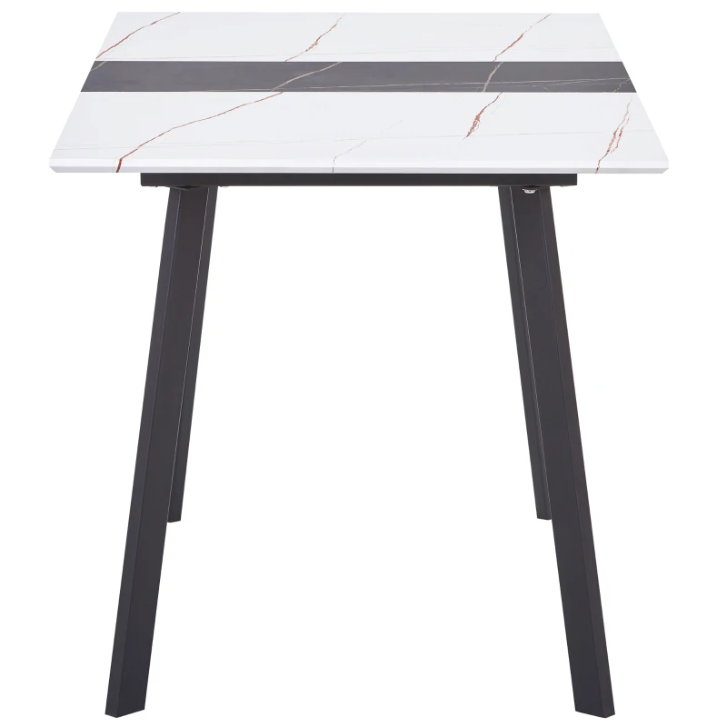 Tavolo Consolle Allungabile da Pranzo in Marmo con Struttura in Acciaio, Ideale per Cene Familiari e Intrattenimento, 110/140x75x76 cm, Nero Bianco