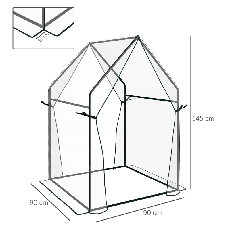 Outsunny Estufa de Jardim com 2 Portas com Fecho de Correr Anti UV para Cultivo de Plantas Flores 90x90x145 cm Transparente