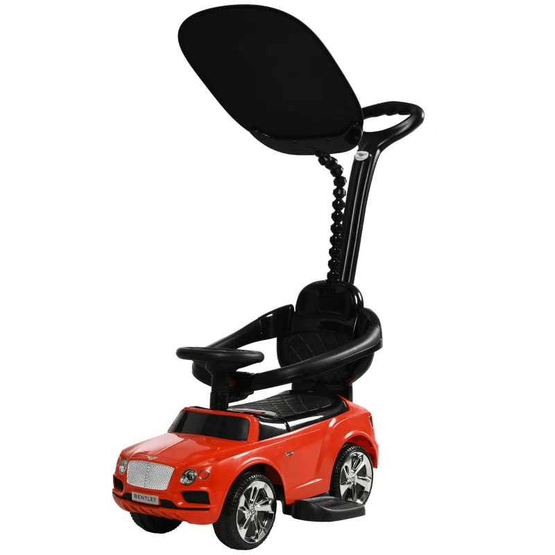 AIYAPLAY Carro Andador 3 em 1 com Licença Bentley Bentayga Carro Andador para Bebés com Guiador e Capô Desmontáveis Vermelho