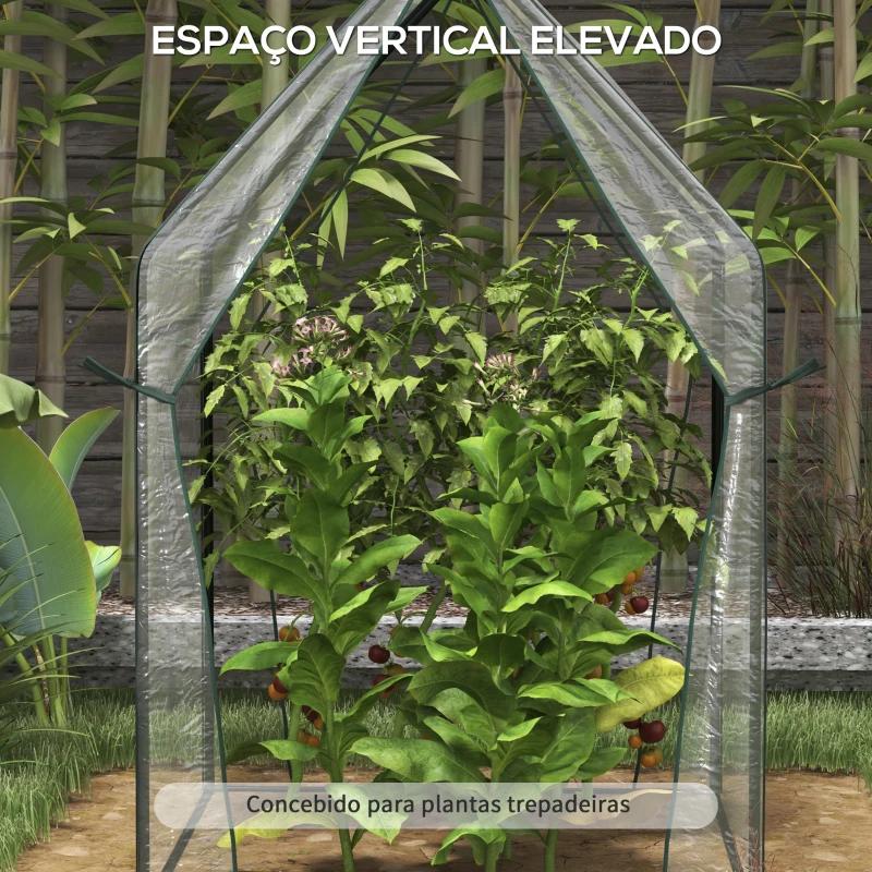 Outsunny Estufa de Jardim com 2 Portas com Fecho de Correr Anti UV para Cultivo de Plantas Flores 90x90x145 cm Transparente