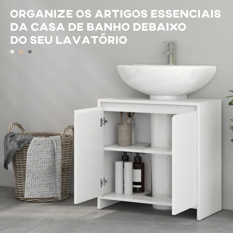 HOMCOM Móvel para Lavatório Pousar Moderno com Prateleira Anti-Tombo Carga 40 kg 60x30x60 cm Branco