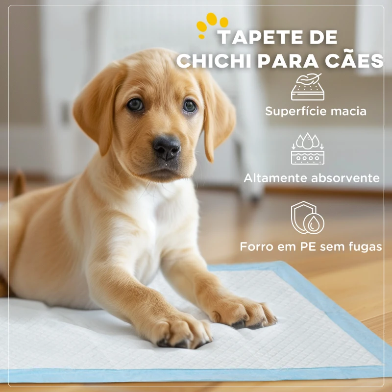 PawHut Resguardos de Treino Animais de Estimação 80 Unidades 45x60 cm Resguardos Absorventes para Cães com 6 Camadas Azul