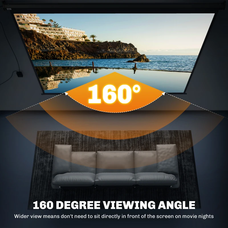 HOMCOM Ecran de Proiecție 120 Inch Format 4:3 Reglabil cu Telecomandă, Ecran de Proiecție Compact, 244x183 cm, Negru