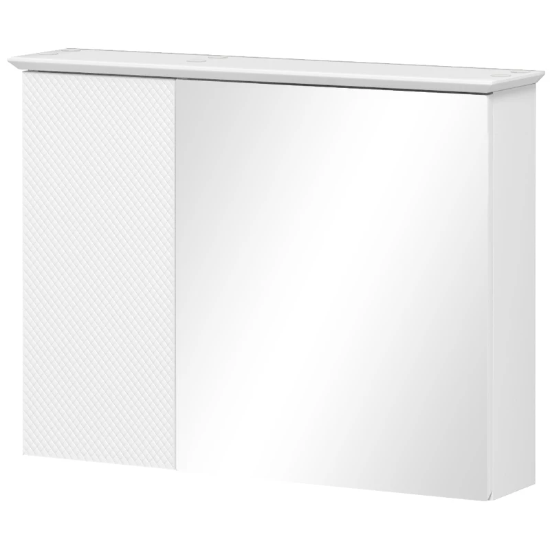 HOMCOM Armário Casa de Banho com Espelho Prateleira Ajustável Móvel Casa de Banho Estilo Moderno 65x15x49 cm Branco