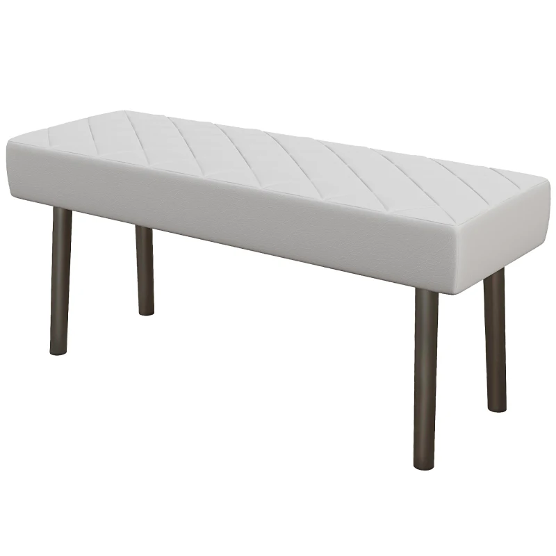 HOMCOM Bancă pentru Pat din Piele Ecologică, Bancă Capitonată cu Picioare din Oțel, 100x35x45 cm, Gri