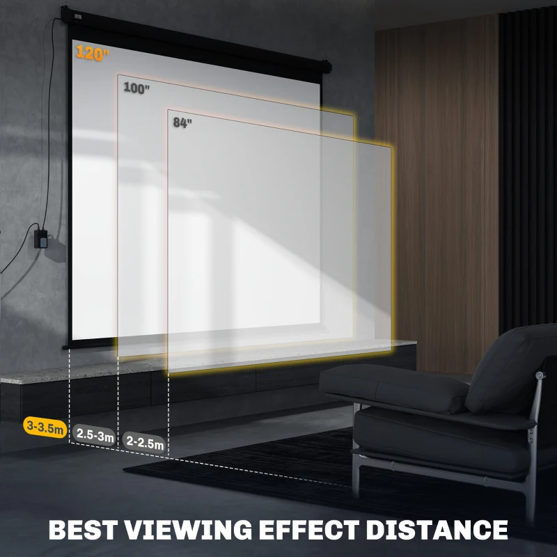 HOMCOM Ecran de Proiecție 120 Inch Format 4:3 Reglabil cu Telecomandă, Ecran de Proiecție Compact, 244x183 cm, Negru