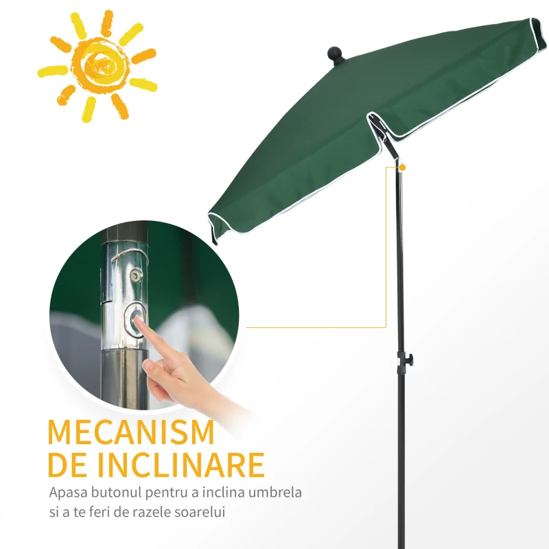 Outsunny Umbrela pentru Gradina 2x2.4 m, Umbrela Dreptunghiulara
