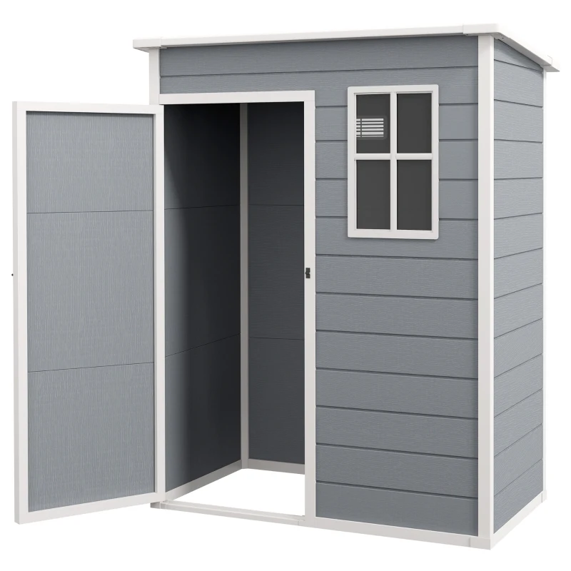 Outsunny Magazie pentru Gradina 1.5 x 1 m, Magazie pentru Scule cu Usa care se Incuie, Fereastra si Ventilatie, Gri(m-10)