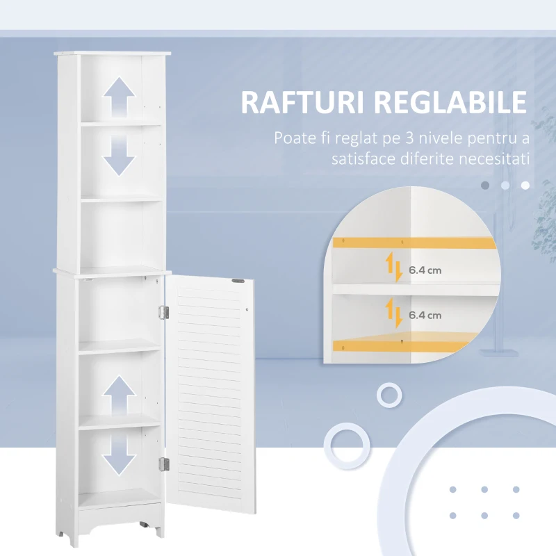 HOMCOM Coloana Baie cu Raft pe 3 Niveluri si Dulapior Inchis