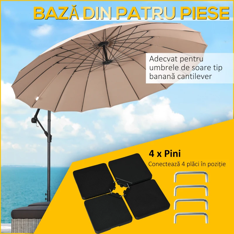 Outsunny Baza pentru Umbrela cu Brat de 4 Piese