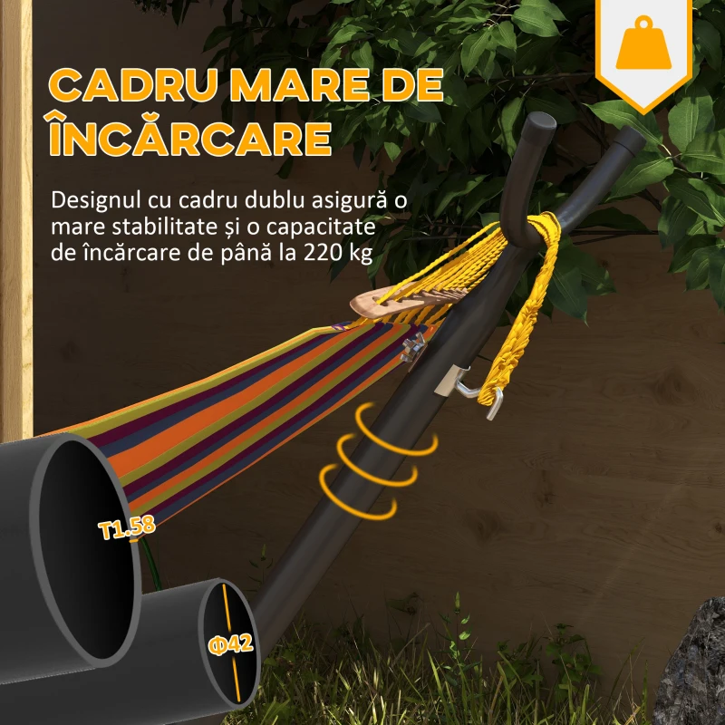 Outsunny Suport pentru hamac 9,5ft, Hamac portabil cu roti, Supor