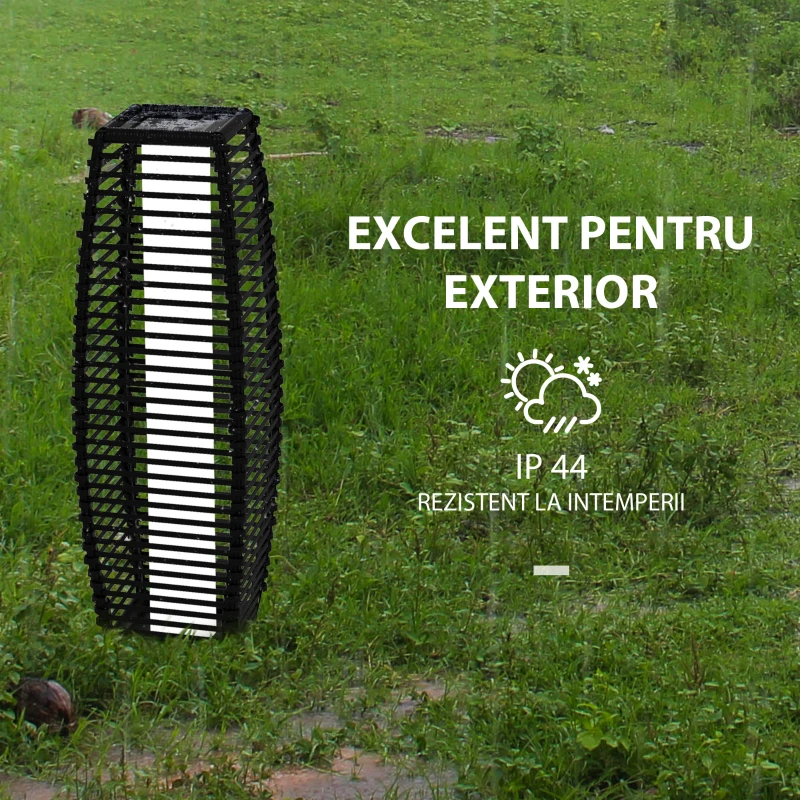 Outsunny Lampadar solar, Lampa de exterior cu lumini LED, Negru