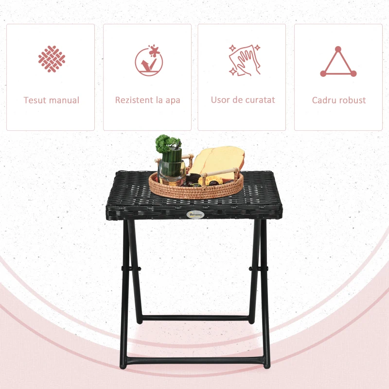 Outsunny Masuta pentru Gradina Pliabila din Ratan Sintetic