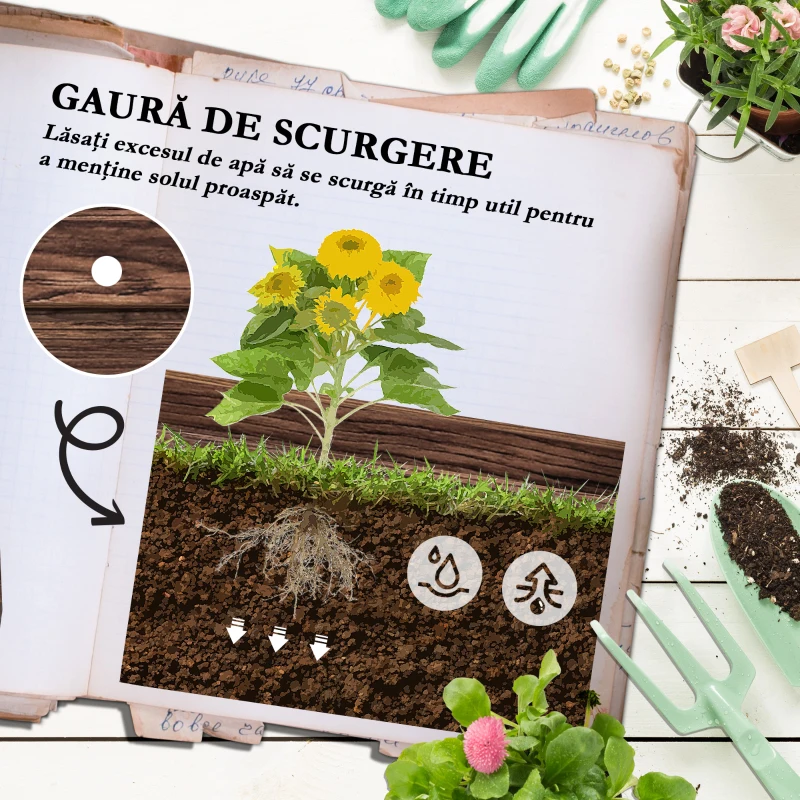 Outsunny Strat inaltat de gradina cu grilaj pe 2 nivele, Jardinie