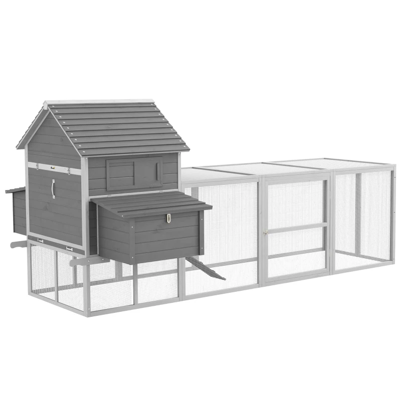 PawHut Cotet pentru Gaini Ouatoare pentru Exterior, Adapost cu Rampa si Zona imprejmuita, 310 cm(m-10)