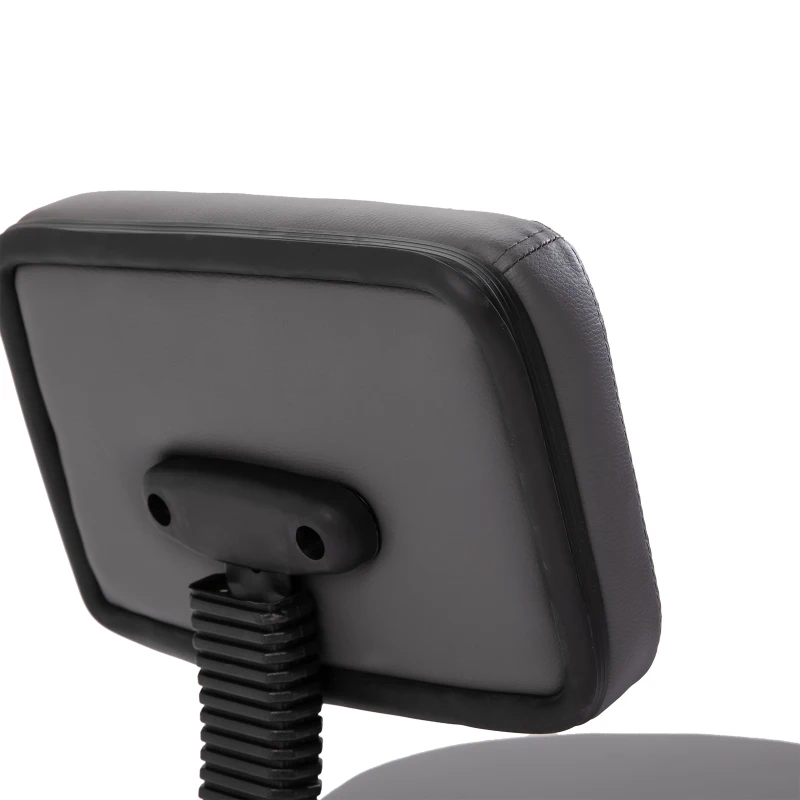 HOMCOM Salonkruk, verstelbaar, ergonomisch, 360° draaibaar, 5 wielen, kunstlederen bekleding, Grijs