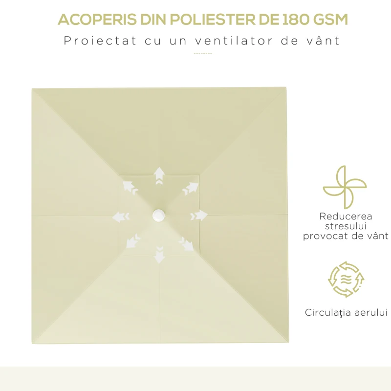 Outsunny Umbrela de soare pentru exterior din aluminiu, Bej