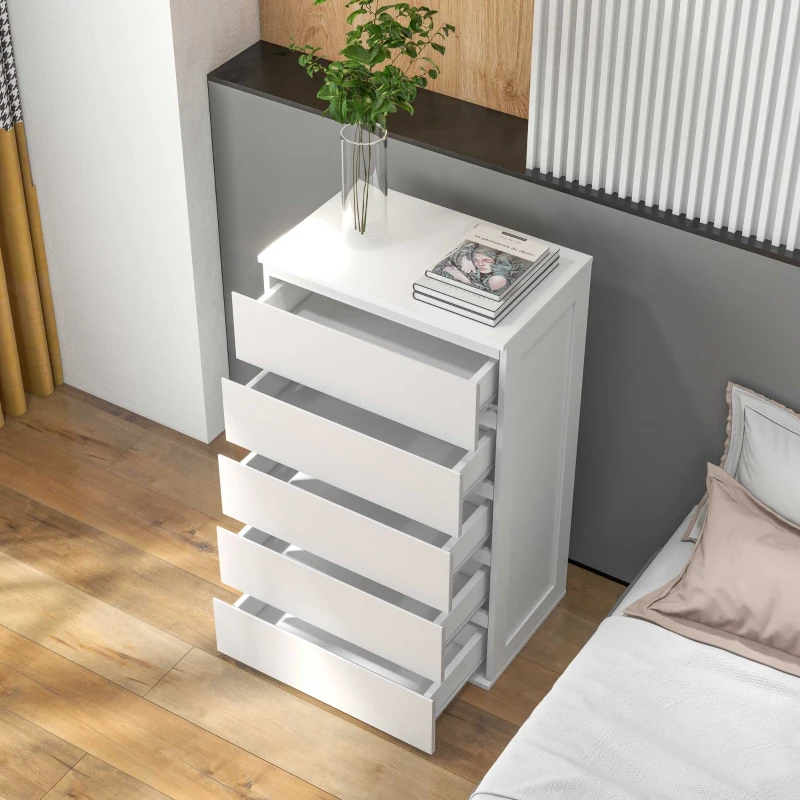 Homcom Comoda Dormitor – Organizator 5 Sertare cu Glisiere(m-8)