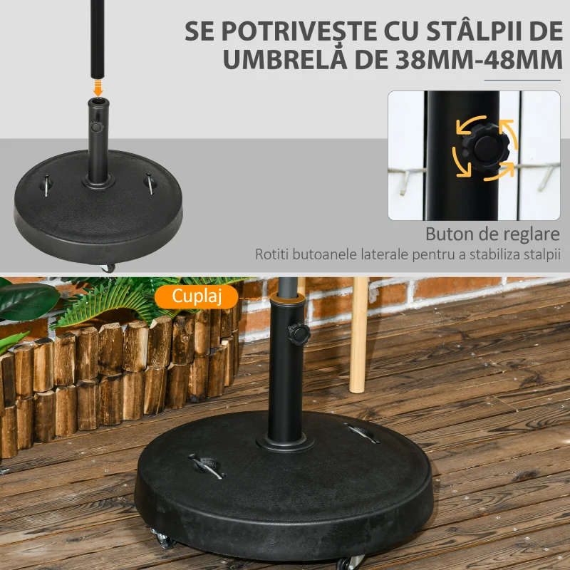 Outsunny Baza pentru Umbrela de 23.5kg con 2 Manivele si Roti