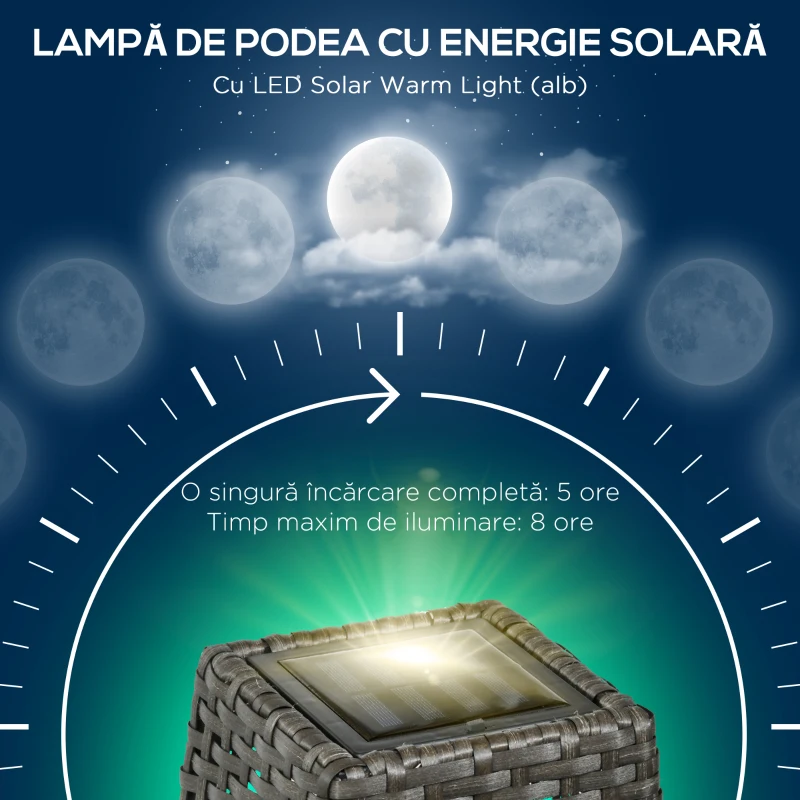 Outsunny Lampa de Gradina cu Energie Solara