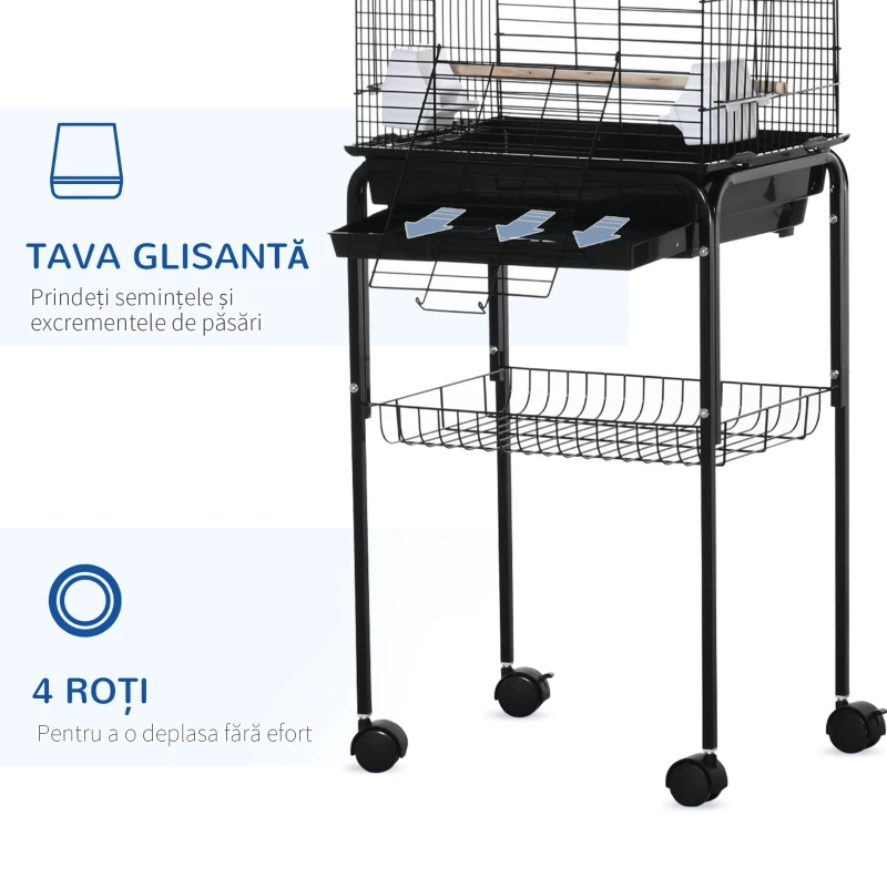 PawHut Colivie pentru Pasari, 2 Boluri si 2 Usi Laterale